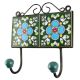 Turquoise Floral Ceramic Tile Hook